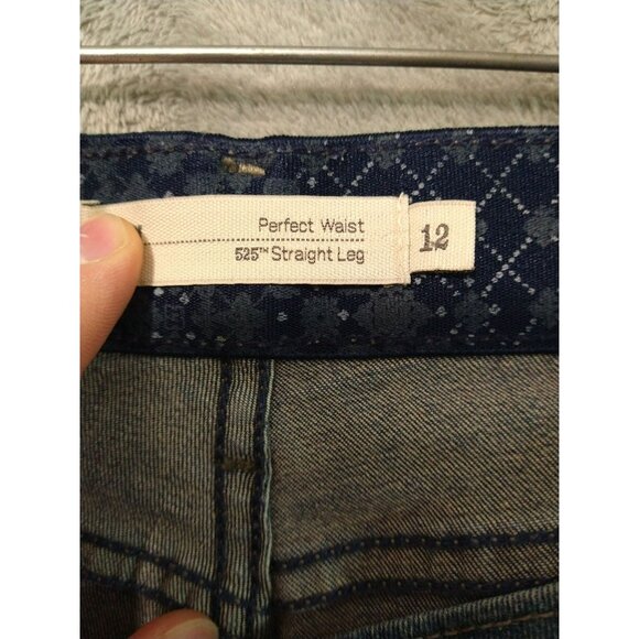 Levis 525 Jeans Womens 12 Blue Denim Perfect Waist Straight Leg Mid Rise Stretch - Picture 7 of 10